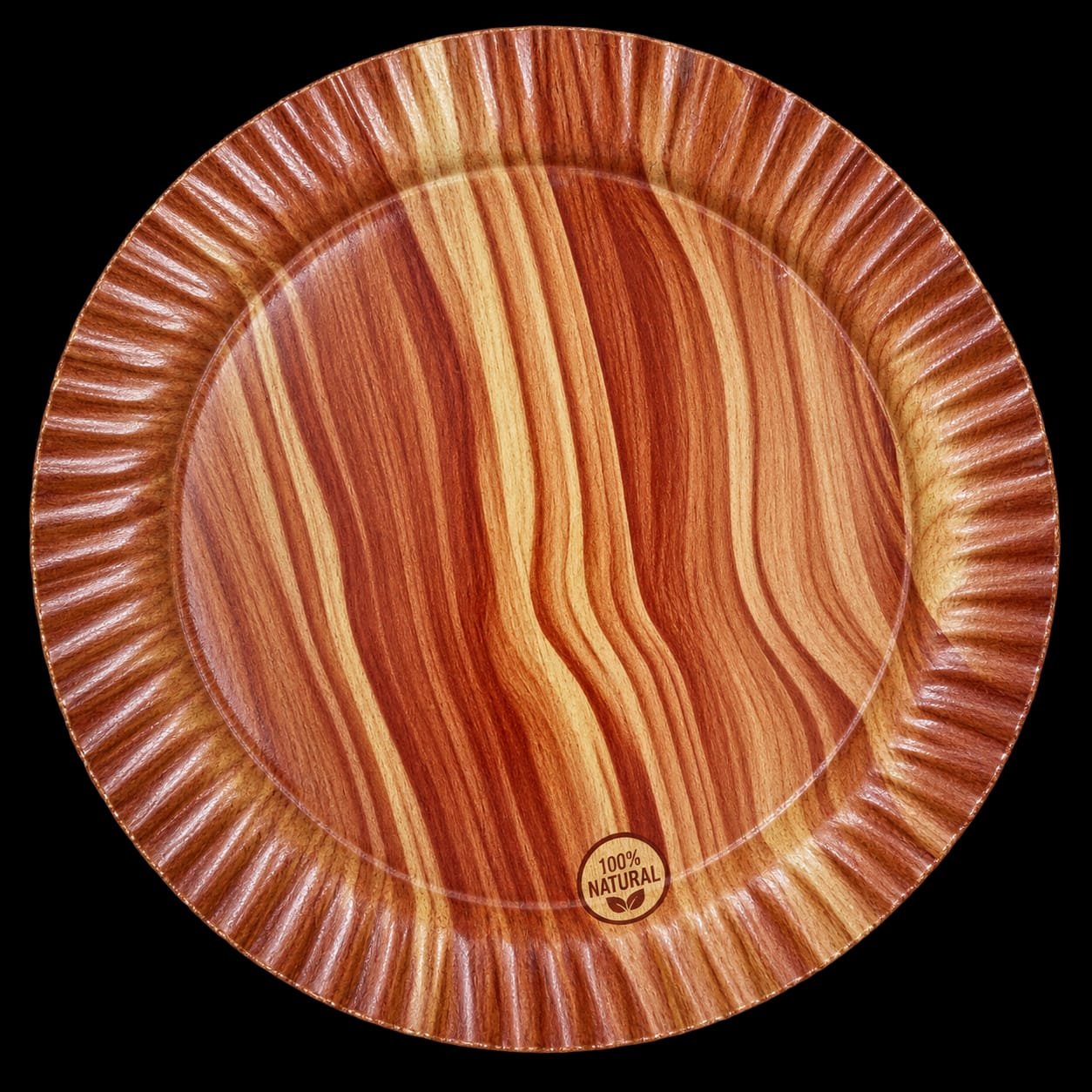 Disposable Wood Finish Paper Dish 14"